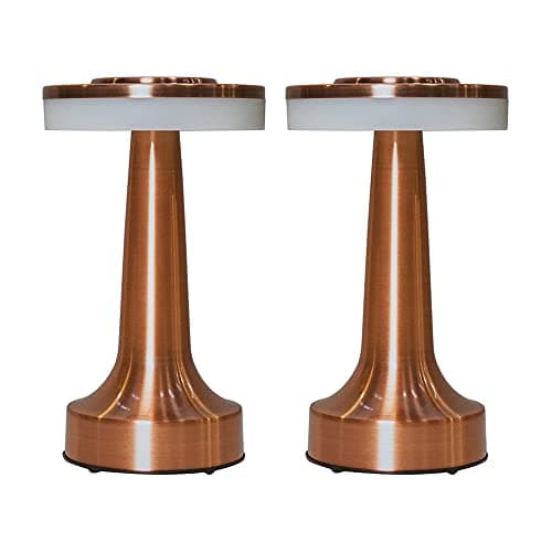Image of MiniSun | Contemporary Wireless Copper Touch Table Lamps with Integrated Rechargeable LED Mood Light | Table Lamps, Home Décor & Improvement Essential | Set of 2