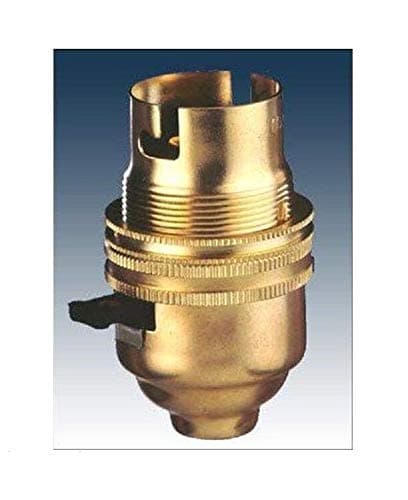 Image of K M Electronics® Brass Switched LAMP Light Bulb Holder BC Bayonet Cap 1/2" Screw Thread