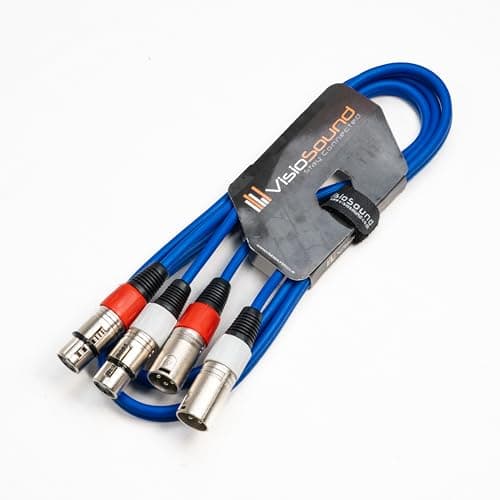 Image of VisioSound 2 x Male XLR to 2 x Female XLR Balanced Microphone Twin Lead/Audio Patch Cable - 3 Colours1 (1.5m-blue)