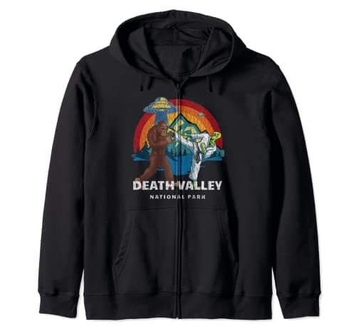 Image of DEATH VALLEY NATIONAL PARK BIGFOOT ALIEN VINTAGE UFO Zip Hoodie
