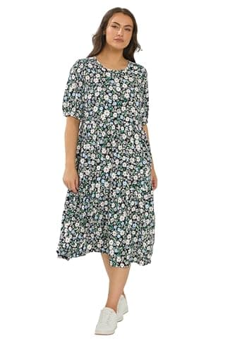 Image of Yours Curve Ditsy Floral Tiered Maxi Dress - Women's - Plus Size Curve Black
