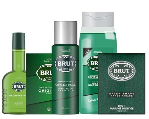 Image of Brut Original Men's Fragrance Gift Set – Aftershave, Eau de Toilette, Deodorant, Splash-On Lotion & Hair & Body Wash – Long-Lasting Classic Scent, 5-Piece Set
