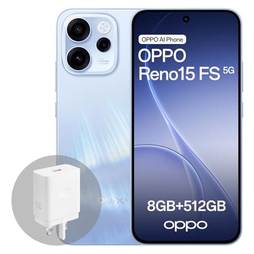 Image of OPPO Reno15 FS 5G Android Smartphone, 8+512GB, 6.57" 120Hz Display, 50MP FOV 100° Ultra-Wide Selfie Camera, AI Portrait Glow, 6500mAh Battery, IP69, with 80W SUPERVOOC Charger, Aurora Blue