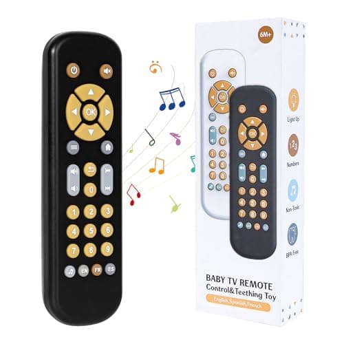 Image of Orzbow Baby Remote Control Toy, Adjustable Volume Baby Early Musical Learning Toys with Lights, Sensory Toys for Babies with Multi Shaped Buttons, Boys Girls Toys Gift for 1 2 Year Old, Black