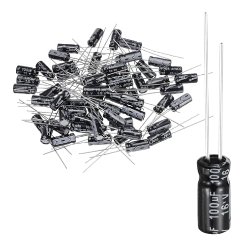 Image of sourcing map 60Pcs 47uF 16V 5x11mm Electrolytic Capacitor, 105C High Temp Radial Leads Aluminum Capacitors for TVs, LCD Monitor, VCD, Black