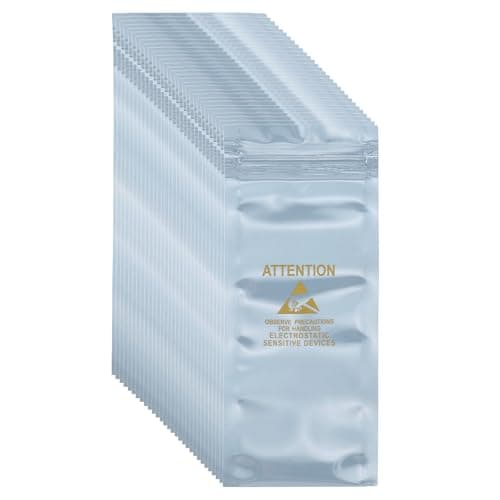 Image of sourcing map 100 Pcs Anti Static Bags 2.4" x 5.9" Resealable ESD Shielding Bag with Labels for Hard Drive HDD SSD Electronic Device Motherboards, Silver Gray
