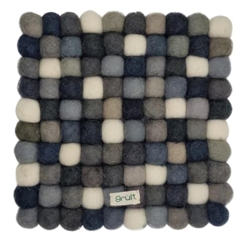 Image of Grült Home Trivet - Felt Trivet for Cups, Pots, Pans and Cups, Hand-Felted in Nepal (Grey, Square 20 cm)
