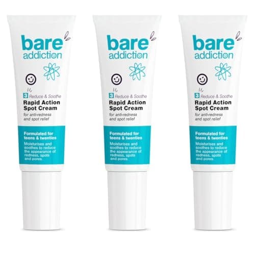Image of Bare Addiction 15ml Rapid Action Spot Cream Skincare to Moisturise and Soothe the Appearance of Redness Spots and Pores without Drying Skin 3-Pack