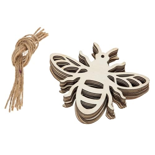 Image of PACKOVE Wooden Shaped Ornaments for Painting and Hanging on Walls 30pcs Unfinished Wood Craft Pieces in Khaki Colour Suitable for Camps and Home Decoration