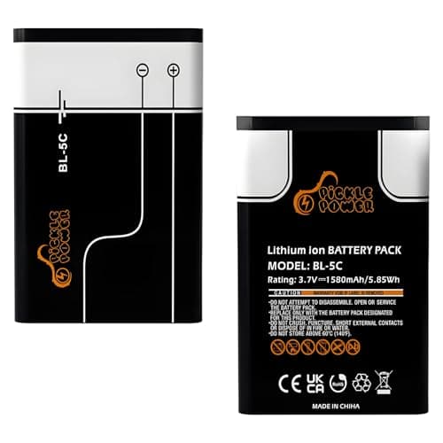 Image of Pickle Power 2-Pack 1580mAh BL-5C BL-5CB Battery for Nokia 1100, 2112, 2118, 2255, 2270, 1101, 1110, 3100, 3105, 3120, 3125, 3230, 6030, 6085, 6230, 7600, 7610, E60, N70, N71, Household Radio