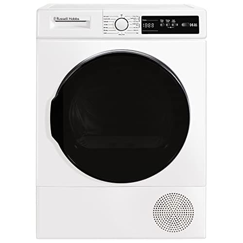 Image of Russell Hobbs, Freestanding Electric Heat Pump Condenser Tumble Dryer, 9KG Capacity 15 Programmes 3 Heat Settings LED Display Anti-crease Child Lock, White Clothes Dryer, RH9HPTD111W