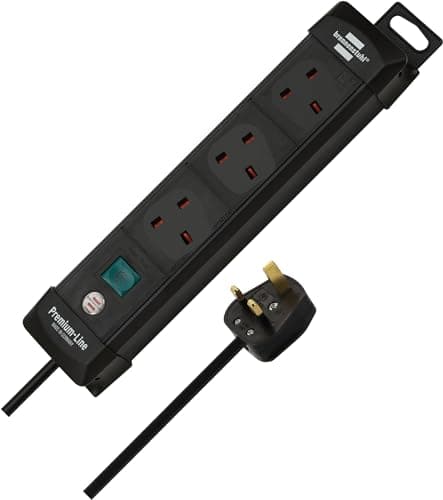 Image of Brennenstuhl Premium-Line Extension Socket 3-way black 5m H05VV-F 3G1.5 with switch - SASO *GB*