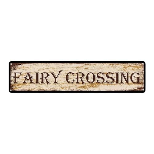 Image of Fairy Crossing Instagram Style Metal Tin Sign (4x16''), Vintage Wall Art Decor - Dust-Proof