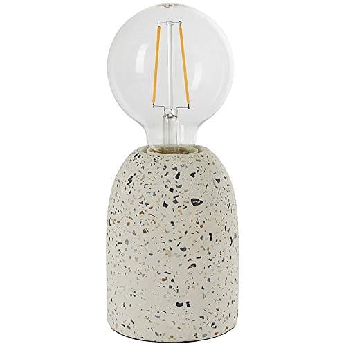 Image of Modern Terrazzo Table Lamp – White Speckled Marble Chip Stone Base– Feature Bedside Light – Vintage Filament Bulb Holder – Inline Switch – 40W Max LED E27