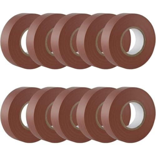 Image of GTSE Brown Electrical Tape, 19mm x 20m, 10 Rolls of Strong Self-Adhesive PVC Insulation Tape for Insulating, Repairing and Protecting Electrical Wires