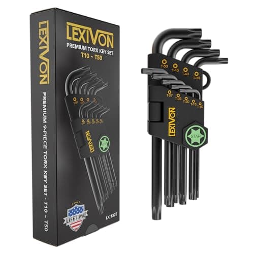Image of LEXIVON Torx Wrench Set, 9-Piece Premium Star Keys, L-Shaped Long Arm Design, Sizes T10 to T50, Industrial-Grade S2 Alloy Steel (LX-130T)