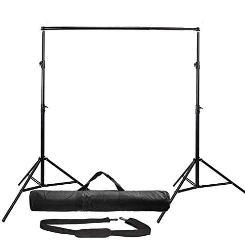 Image of BOLLUMA 2x 2.9m Steel Spring Cushioned Light Stand with 1.2-3m Telescopic Backdrop Crossbar & Carry Bag, Background Support System Kit for Portrait Product Photography, Studio Photo Video Shooting