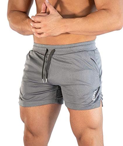 Image of Superora Mens Running Gym 2 in 1 Sport Shorts Breathable Outdoor Workout Training Shorts with Pockets, Gray, M