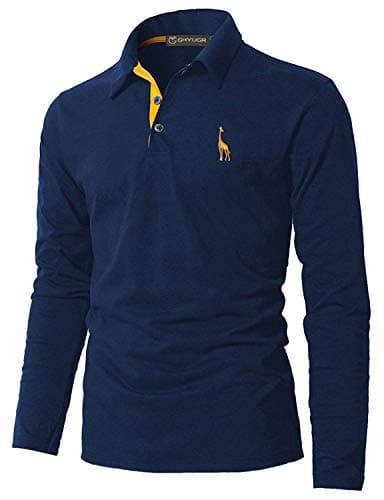 Image of GHYUGR Mens Long Sleeve Polo Shirts with Fashion Embroidery Polos S-2XL,Blue 1,L