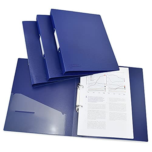 Image of Rapesco 1660 2-Ring Binder with Antibacterial Protection, 35 mm Spine, A4, Blue, Pack of 4