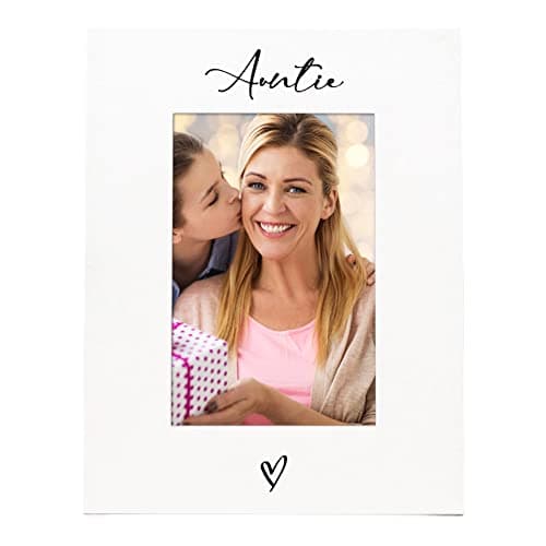 Image of White 6x4 Portrait Picture Photo Frame Auntie Heart