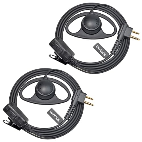 Image of UAYESOK 2 Pin D Shape Radio Earpiece for Motorola CP040 DP1400 GP88 GP300 XT420 XT460 Hytera PD405 PD505 BD505 Walkie Talkie, Security Guard Radio Headset with PTT Mic Microphone (2 Pcs)