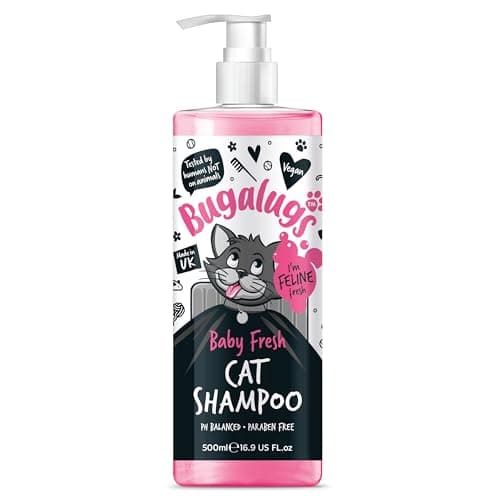 Image of Bugalugs Cat Shampoo Baby Fresh - Cleansing, nourishing and conditioning for all cat hair.. For all cats and kittens. grooming (500ml Shampoo)
