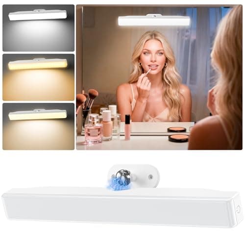 Image of Draome Led Makeup Mirror Lights Stick On, 4000mAH Rechargeable Dressing Table Lights with Adjustable Color and Brightness, Touch Make Up Lights Portable Vanity Light for Mirror Vanity Bathroom