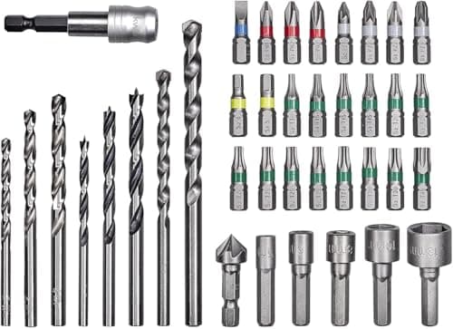 Image of Original Einhell 39-Piece Bit and Drill Set for Stone, Metal, Wood (8x Drills, 24x Bits, 5x Socket Spanner Insert, 1x Countersink, 1x Quick Change Bit Holder, Storage Box)