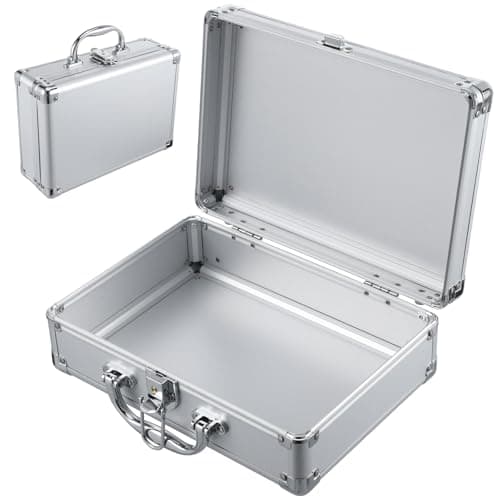 Image of ifundom Lockable Aluminium Flight Case Portable Tool Box, Silver Hard Metal Briefcase with Handle, Suitable for Measurement Instruments and Camera Equipment, Professional Storage 29 X