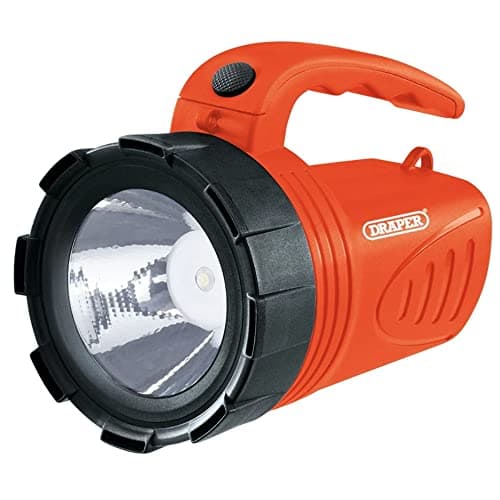 Image of Draper 66013 3W LED Rechargeable Spotlight Torch Orange Camping Garage Home