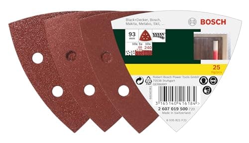 Image of Bosch 25 Delta Sanding Sheets Mixed, 60-240 Grit