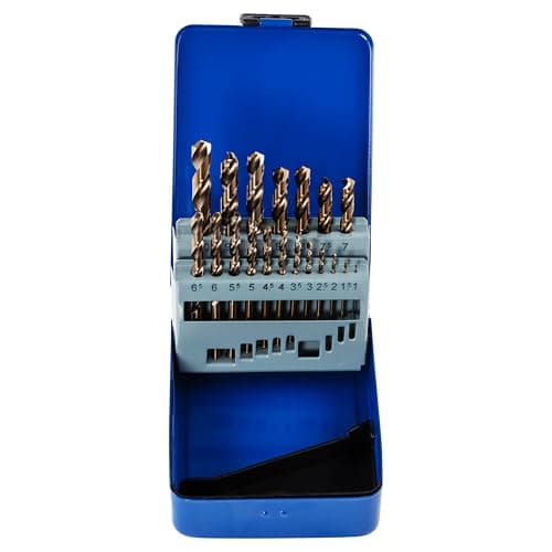 Image of Rennie Tool Company 1-10mm HSS Cobalt Drill Bit Sets With Metal Case - Drill Bits Set of 19 Pieces for Stainless Steel, Aluminium, Hards Metals, Cast Iron, Plastic & Wood