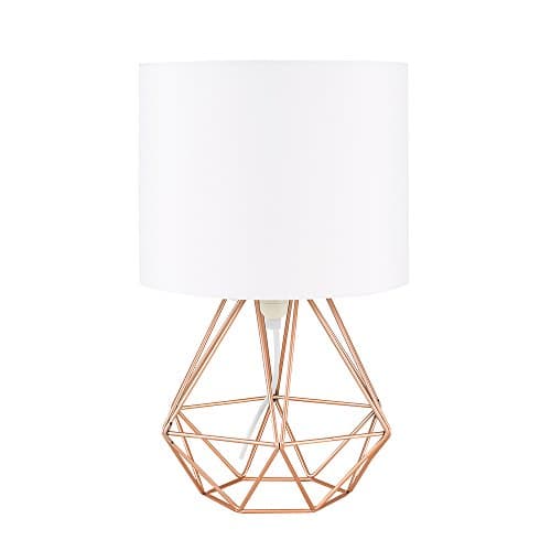 Image of MiniSun | Modern Copper Metal Basket Table Lamp with a White Fabric Shade | Table Lamps, Home Décor & Improvement Essential