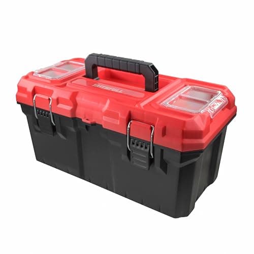 Image of Faithfull Plastic Toolbox 476mm (19in) – Durable Polypropylene Tool Box with Removable Tote Tray, Dual-Lid Organisers & Steel Latches – Dustproof & Water-Resistant Storage Case for Tools & Accessories