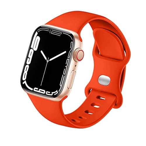 Image of HdanMole Sport Strap Compatible with Apple Watch Straps 40mm 38mm 41mm 42mm 44mm 45mm 46mm, Silicone Strap Replacement for iWatch Bands Series 11 10 9 8 7 6 5 4 SE 3 2 1 Women Men, Orange