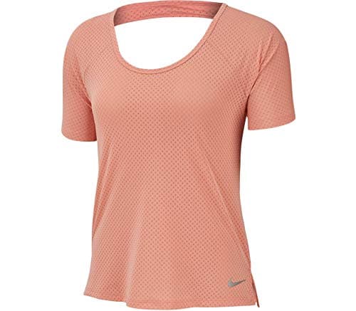 Image of Nike Women Breathe Miler Running Top - Pink Quartz/Reflective Silver, Small