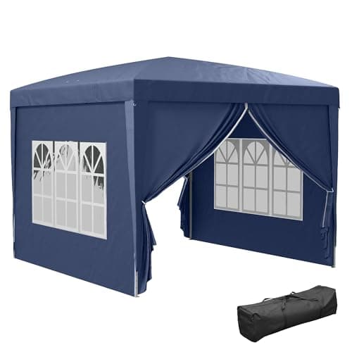 Image of Outsunny 3 x 3(m) Pop Up Gazebo, Water and UV Resistant Party Tent Camping Canopy Marquee with Carry Bag, Blue
