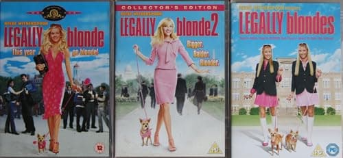 Image of LEGALLY BLONDE - REESE WITHERSPOON trilogy 1-3 COMPLETE COLLECTION / 1. LEGALLY BLONDE / 2. 2 - BIGGER BOLDER BLONDER / 3. LEGALLY BLONDES = ULTIMATE 3x DVD SET