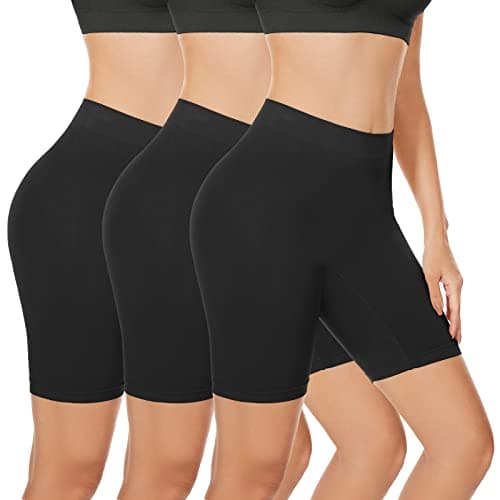 Image of SIHOHAN 3 Pack Women Safety Shorts Slip Short for Under Dresses Smooth Boxer Underwear Boyshort Panties for Yoga Sports(3 Pack Black,M)