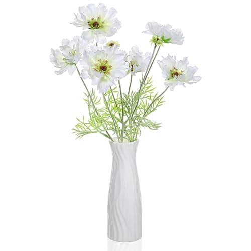 Image of Hariendny 2 PCS Artificial Fake Flowers Plants, 23.6 Inch Cosmos with Long Stem, Silk Flower Arrangements, Wedding Bouquets Decorations for Home Kitchen Garden Party Vase Dining Table Decor, White