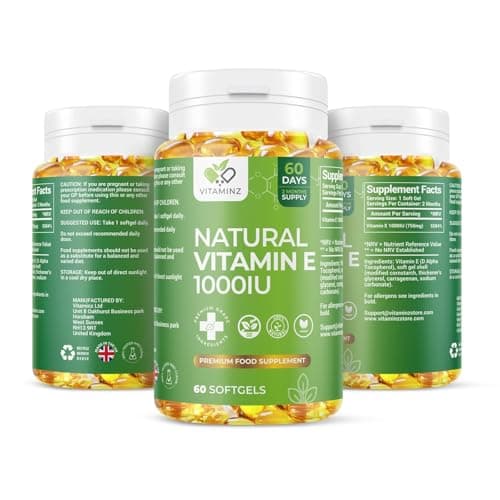Image of VITAMINZ Natural Vitamin E 1000IU - 60 Days Supply - 1000IU Vegan Softgels