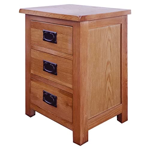 Image of ARPHASLE Bedside Tables Solid Wood Nightstand 3-Drawer Storage Drawer End Table for Bedroom Oak Nightstand