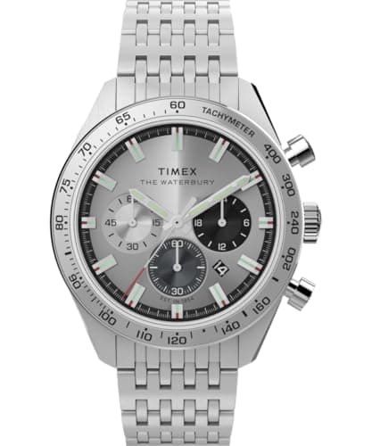 Image of Timex Men's Waterbury Traditional Chronograph 41 mm Watch - Stainless Steel Bracelet and Silver-Tone Dial TW2Y18700