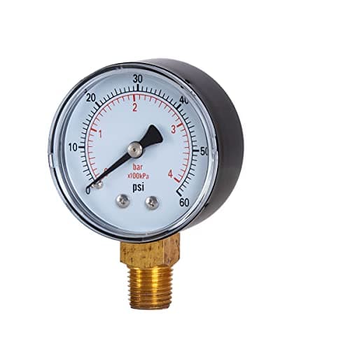 Image of JIVTO dry pressure gauge, 2" dia,0-60 Psi,0-4 Bar, 1/4" BSPT lower mount,PC window