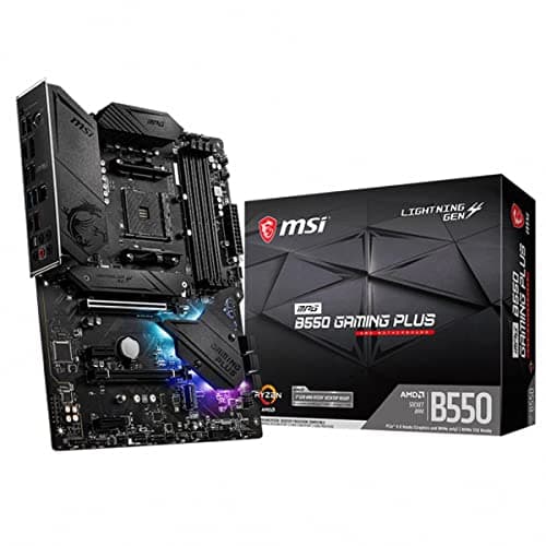 Image of MSI MPG B550 GAMING PLUS Motherboard ATX - Supports AMD Ryzen 3rd Gen Processors, AM4, DDR4 Boost (4400MHz/OC),PCIe 4.0/3.0 x16, PCIe 3.0 x16, M.2 Gen4 x4, M.2 Gen3 x4, Gigabit LAN