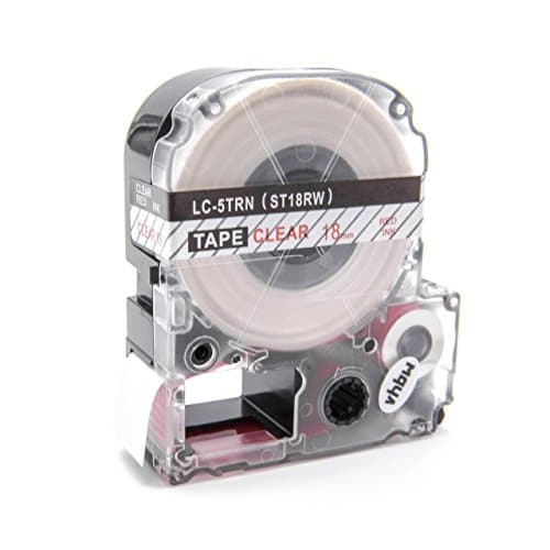 Image of vhbw Label Tape Compatible with Epson LabelWorks LW-1000P, LW-600P Label Printer 8m x 18 mm, Red on Transparent, Plastic