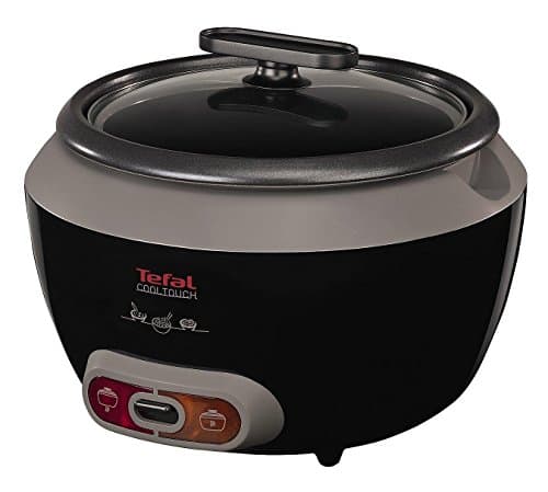 Image of Tefal Cool Touch Rice Cooker, Auto Keep Warm Setting, Removable, Non-Stick, 1.8L Bowl, Dishwashable, 10-20 Portions, Measuring Cup, Steam Basket & Serving Spoon, 700W, Black - RK1568UK