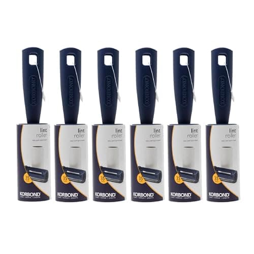 Image of Korbond 6 Pack of 5m Lint Rollers – 210 Sticky Easy Peel Paper Sheets– Suitable for ALL FABRIC TYPES
