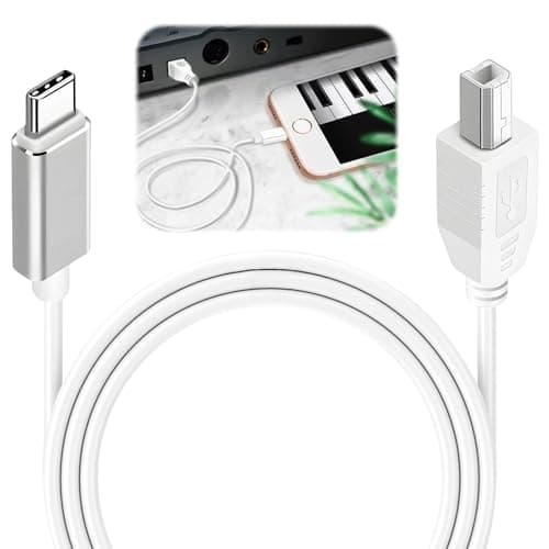 Image of USB B to USB C Printer Cable Type B 2.0 Data Lead USB C to USB B Cord Type C MIDI Cable Compatible with MacBook Pro Audio Interface Keyboard MIDI Controller Printers Scanner Digital Piano, 1M White